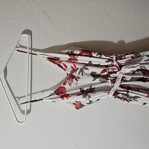 J for Justify White Floral Wrap Dress with Red & Green Print